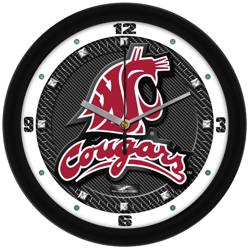 Washington State Cougars Carbon Fiber Wall Clock