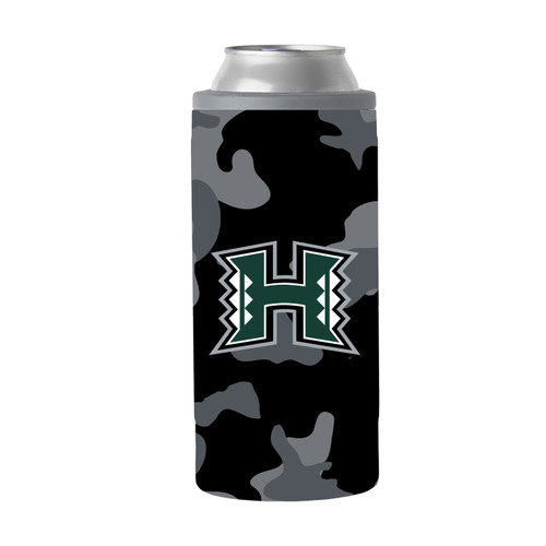 Hawaii Warriors 12 oz. Black Camo Slim Can Coozie