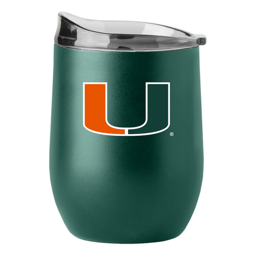 Miami Hurricanes 16 oz. Flipside Powder Coat Curved Beverage Glass