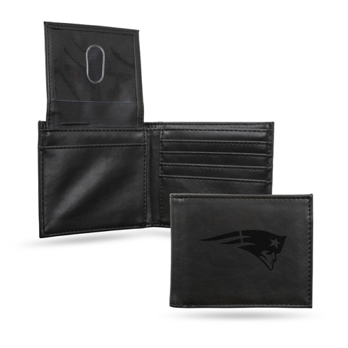 New England Patriots Laser Engraved Black Billfold Wallet