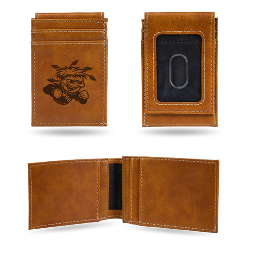 Wichita State Shockers Laser Engraved Brown Front Pocket Wallet