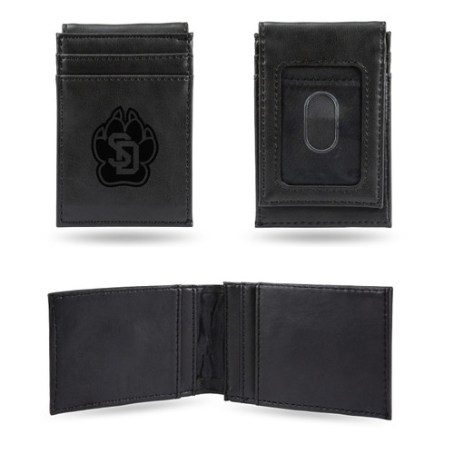 South Dakota Coyotes Laser Engraved Black Front Pocket Wallet