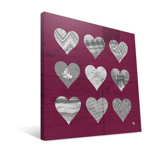 Arizona State Sun Devils 12" x 12" Hearts Canvas Print