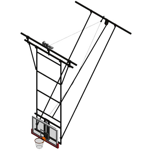 Porter Ceiling Suspended Backward Fold Rear Braced Backstop Rectangular Board