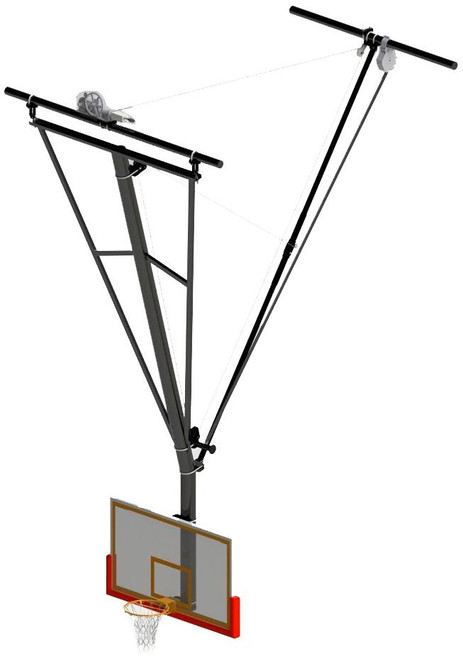 Porter Ceiling Suspended Cambered Backward Fold, Rear-Braced Backstop