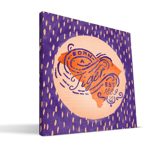 Clemson Tigers 12" x 12" Born a Fan Canvas Print