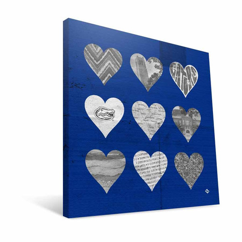 Florida Gators 12" x 12" Hearts Canvas Print