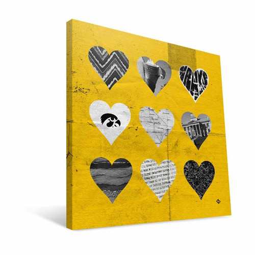 Iowa Hawkeyes 12" x 12" Hearts Canvas Print