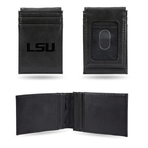 LSU Tigers Laser Engraved Black Front Pocket Wallet