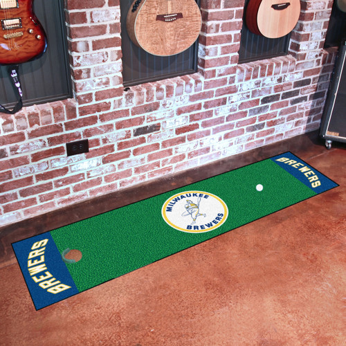 Milwaukee Brewers Retro Golf Putting Green Mat