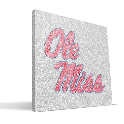 Mississippi Rebels 16" x 16" Typo Canvas Print