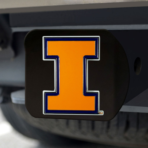 Illinois Fighting Illini Black Color Hitch Cover