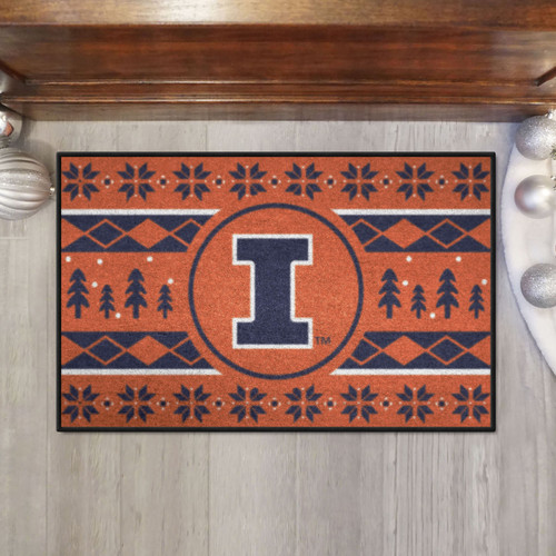 Illinois Fighting Illini Christmas Sweater Starter Rug