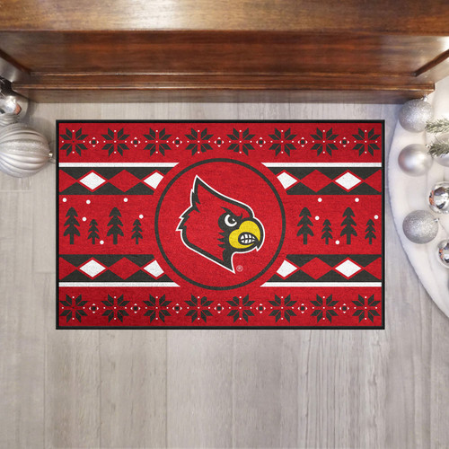 Louisville Cardinals Christmas Sweater Starter Rug