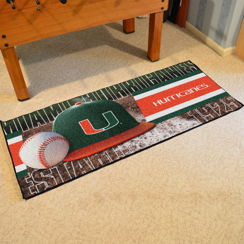 Miami Hurricanes Baseball Runner Rug