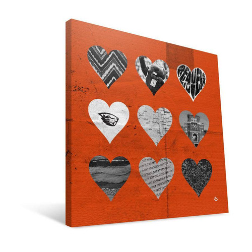 Oregon State Beavers 12" x 12" Hearts Canvas Print
