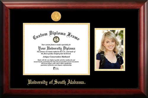 South Alabama Jaguars Gold Embossed Diploma Frame with Portrait