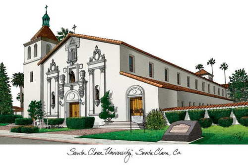 Santa Clara Broncos Campus Images Lithograph