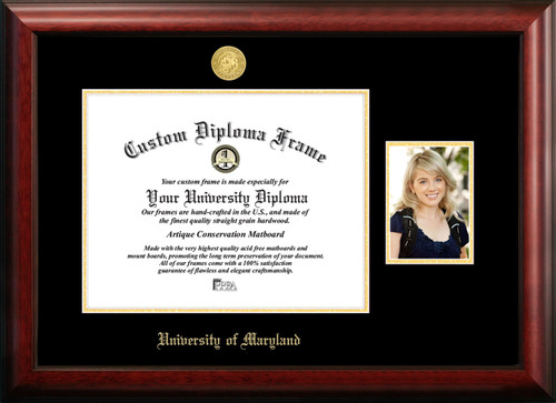 Maryland Terrapins Gold Embossed Diploma Frame with Portrait