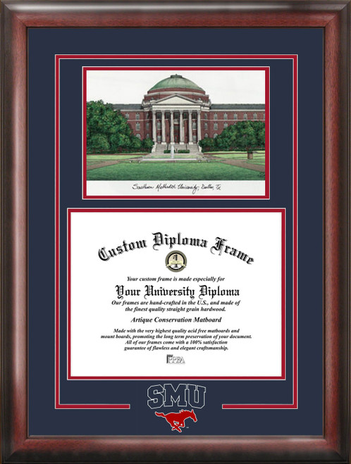 Southern Methodist Mustangs Spirit Graduate Diploma Frame