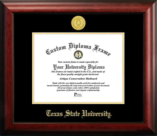 Texas State Bobcats Gold Embossed Diploma Frame