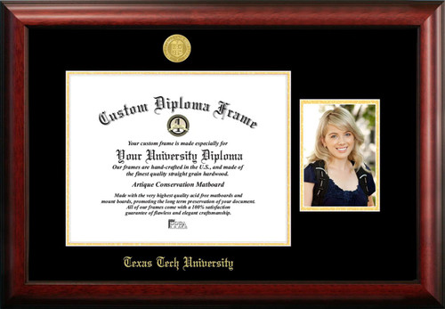 Texas Tech Red Raiders Gold Embossed Diploma Frame with Portrait