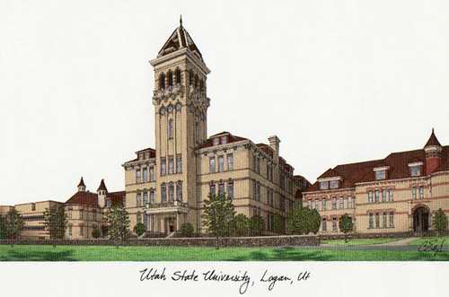 Utah State Aggies Campus Images Lithograph