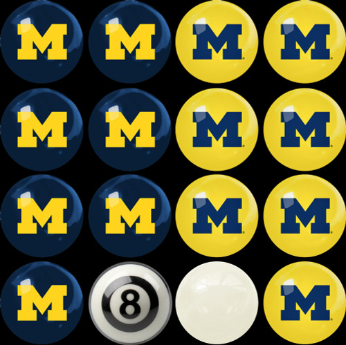 Michigan Wolverines Home vs. Away Pool Ball Set