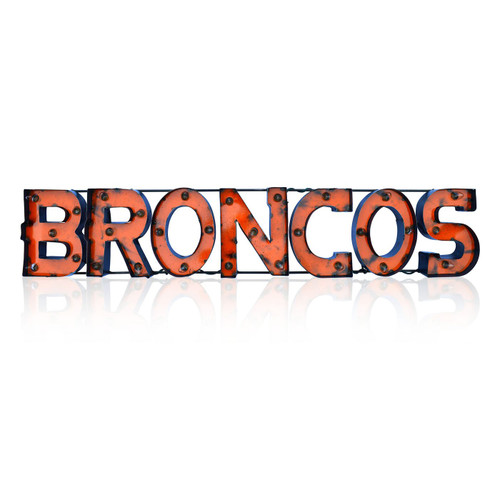 Denver Broncos Lighted Recycled Metal Sign