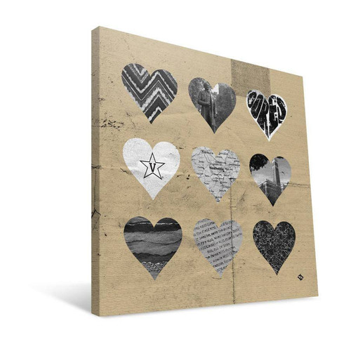 Vanderbilt Commodores 12" x 12" Hearts Canvas Print