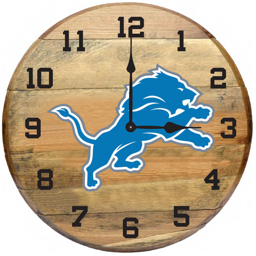 Detroit Lions Oak Barrel Clock