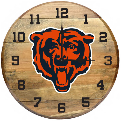 Chicago Bears Oak Barrel Clock