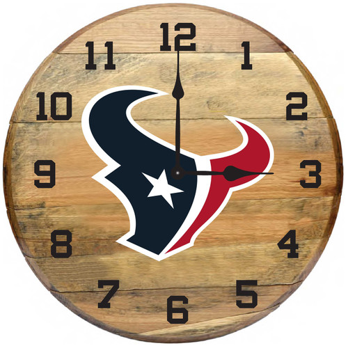 Houston Texans Oak Barrel Clock