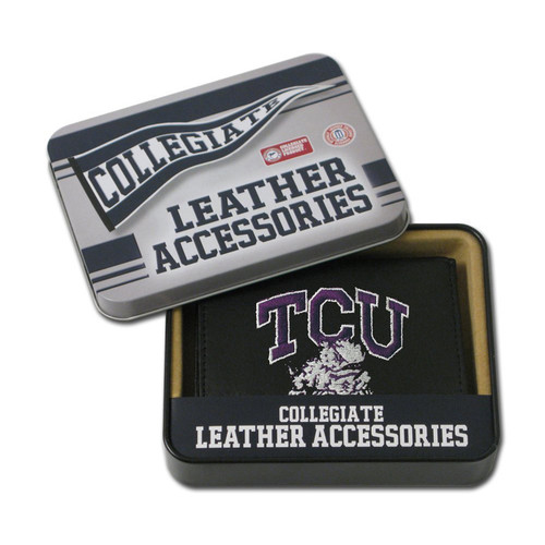 Texas Christian Horned Frogs Embroidered Leather Tri-Fold Wallet