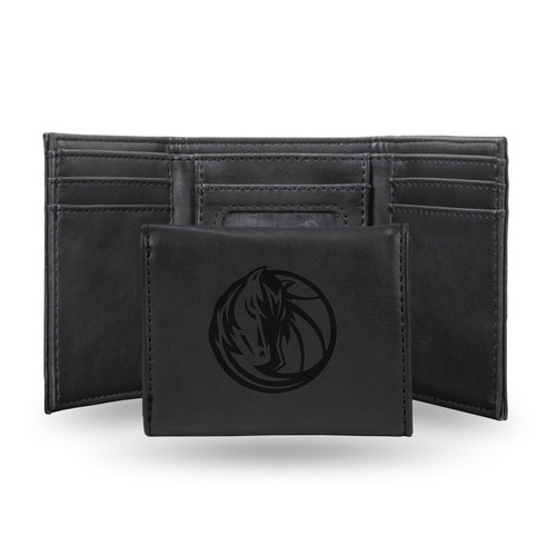 Dallas Mavericks Laser Engraved Black Trifold Wallet