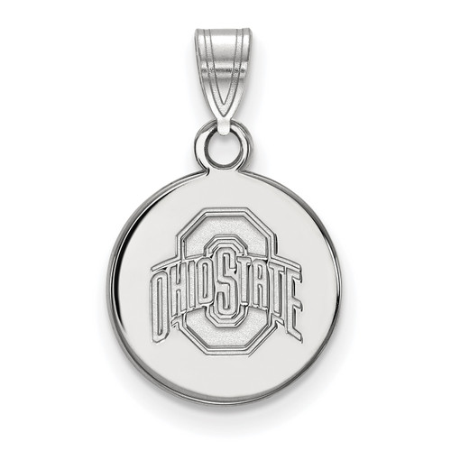 Ohio State Buckeyes 10k White Gold Small Disc Pendant