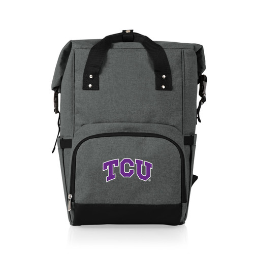Texas Christian Horned Frogs On The Go Roll-Top Cooler Backpack