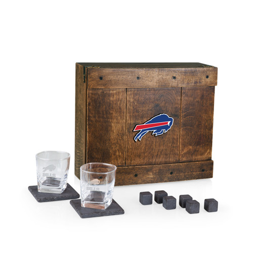 Buffalo Bills Oak Wood Whiskey Box Set