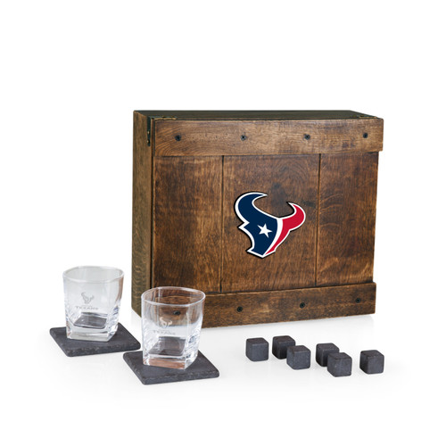 Houston Texans Oak Wood Whiskey Box Set