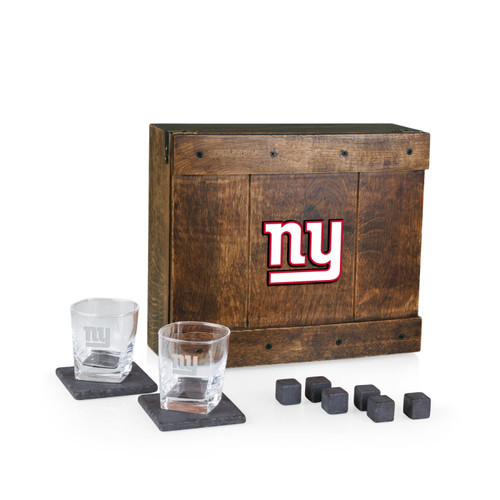 New York Giants Oak Wood Whiskey Box Set