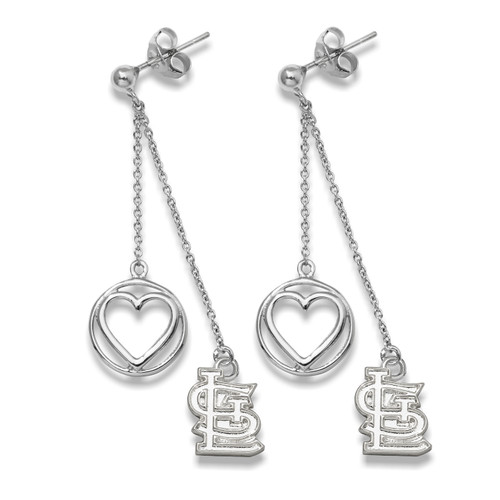 St. Louis Cardinals Sterling Silver Heart Earrings