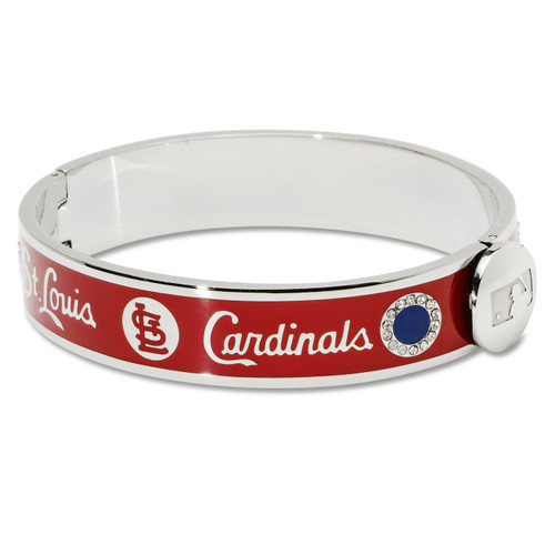 St. Louis Cardinals Hinged Enamel Bracelet with Crystals