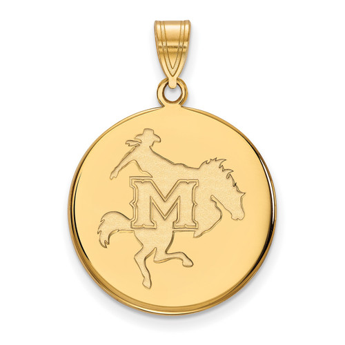 McNeese State Cowboys Sterling Silver Gold Plated Large Disc Pendant