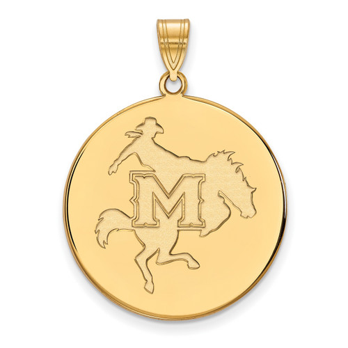McNeese State Cowboys Sterling Silver Gold Plated Extra Large Disc Pendant