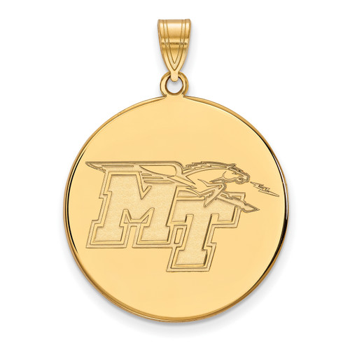 Middle Tennessee State Blue Raiders Sterling Silver Gold Plated Extra Large Disc Pendant