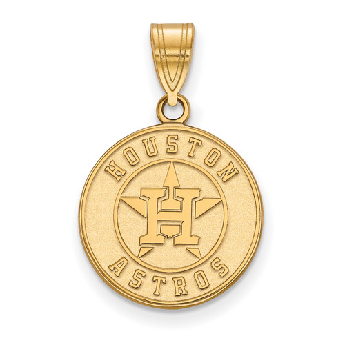 Houston Astros MLB Logo Art Sterling Silver Gold Plated Med Pendant