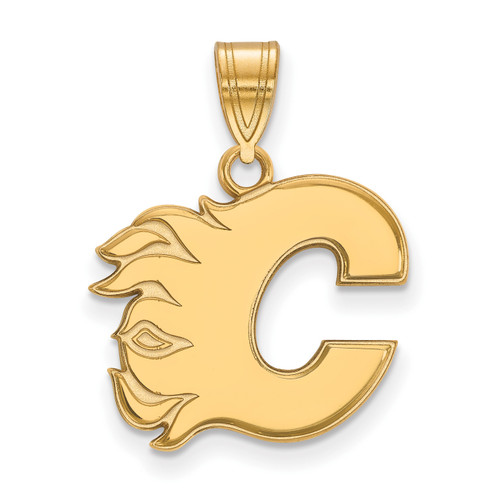 Calgary Flames Sterling Silver Gold Plated Medium Pendant