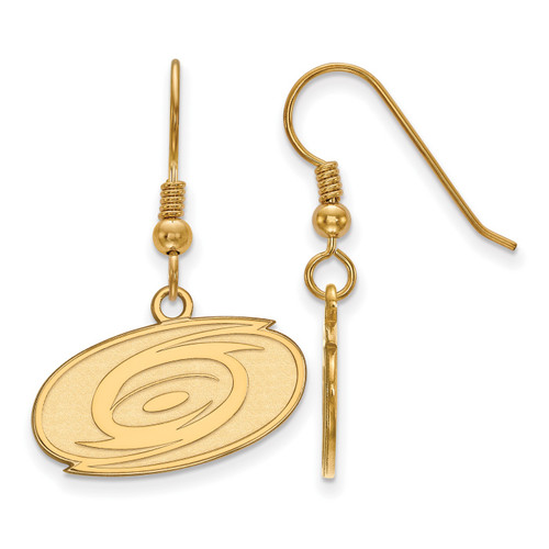 Carolina Hurricanes Sterling Silver Gold Plated Small Dangle Earrings