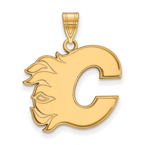 Calgary Flames Sterling Silver Gold Plated Large Pendant