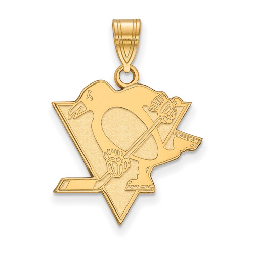 Pittsburgh Penguins Logo Art Sterling Silver Gold Plated Charm